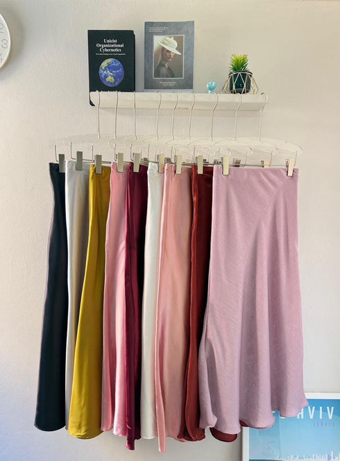 A-Line Long Satin Skirts